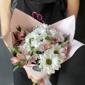 Букет 3 хризантемы и 3 альстромерии микс, арт: 1415