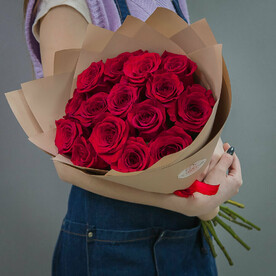 Букет из 15 красных роз 60см, арт: 41