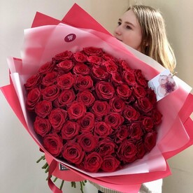 51 красная роза Эквадор Премиум