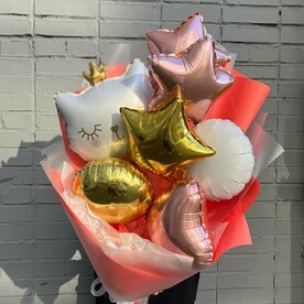 Нежный букет из шаров Котенок Принцесса № 71