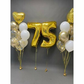 Набор шаров с гелием 346 - с цифрами 75 юбилей ( аэродизайн )