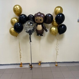 Набор шаров с гелием  593 - с днем рождения чебурашка ( аэродизайн )