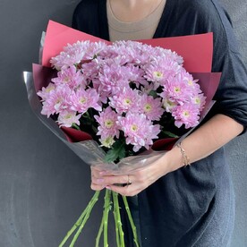 Букет из маховых хризантем розовых