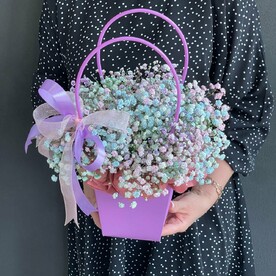 Композиция в пакете из радужной гипсофилы