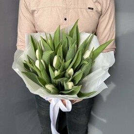 Букет из 15 белых тюльпанов