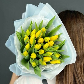 Букет желтых тюльпанов 25 шт D048