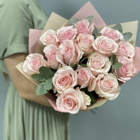 Букет из нежнейших розовых роз с эвкалиптом ❤️😍