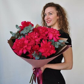 Букет «ШОК Французская роза с эвкалиптом»