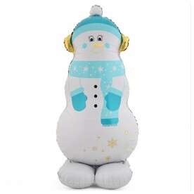 Воздушный шар ходячий снеговик в голубом шарфе высота 147 см