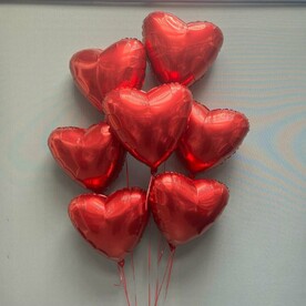 Воздушные шары сердце красное 7 штук