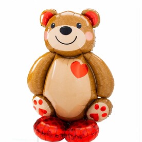 Воздушный ходячий шар мишка с сердцем на 14 февраля