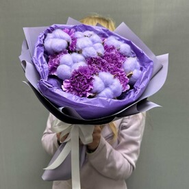 Диантус фиолетовый и натуральный хлопок