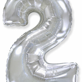 Воздушный шар цифра 2 серебро (102 см)