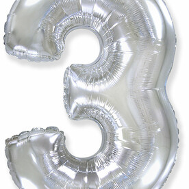 Воздушный шар цифра 3 серебро (102 см)