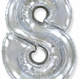 Воздушный шар цифра 8 серебро (102 см)