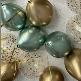 Воздушный шары (золото хром, зеленый хром и с конфетти) 10 Шаров