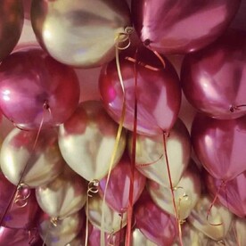 Воздушные шары хром золото и ярко розовый 15 штук