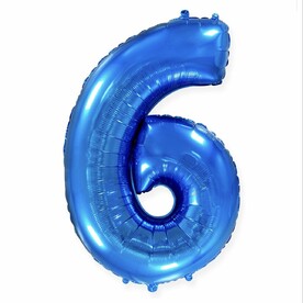 Воздушный шар цифра 6 синий 102 см