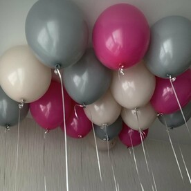 Воздушные шары (розовый, бежевый и серый) 15 штук
