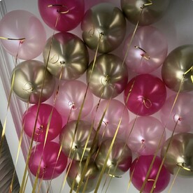 Воздушные шары (золото, фуксия, розовый) - 15 штук