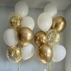 Воздушные шары (золото, белый, с конфетти)