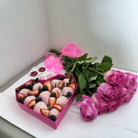 Подарочный набор Розы и клубника 🍓