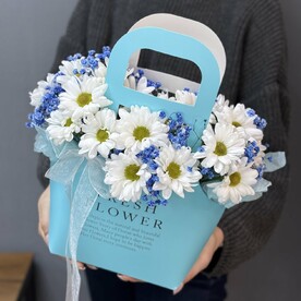 Сумочка с хризантемой и гипсофилой