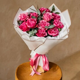 Роза пионовидная, Эвкалипт, Дизайнерская упаковка