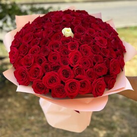 100 красная и 1 белая роза