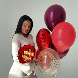 Клубника в шоколаде букет и воздушные шары Комбо набор №15