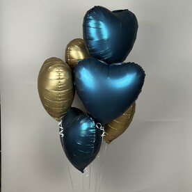 Набор брутальных золотых и синих сердец