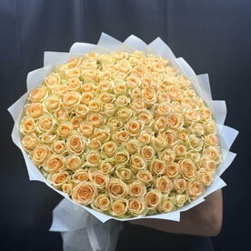 🌸 Букет из 101 кремовой розы – Идеальный подарок, который передает тепло и элегантность 💖