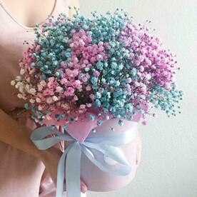 7 гипсофил микс в шляпной коробке