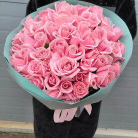 Букет из 51 нежной розовой розы "Пинк"