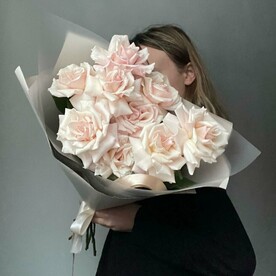 Букет из розовых французских роз Свит Эскимо,  9шт. Veresk 837