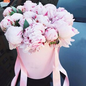 Пионы в шляпной коробке.