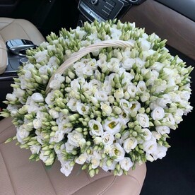 Эустомы в корзине