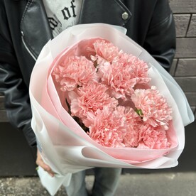 Букет из 9 нежно-розовых гвоздик