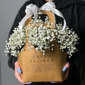 Гипсофила в крафтовой сумочке