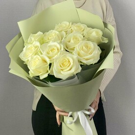 Букет белые розы "Ева"