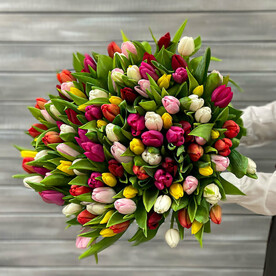 Букет из 101 разноцветного тюльпана