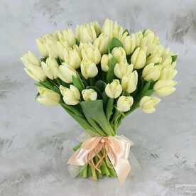Букет из 51 белого тюльпана