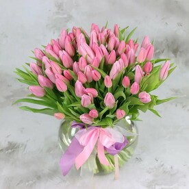 Букет из 101 розового тюльпана