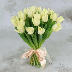 Букет из 25 белых тюльпанов