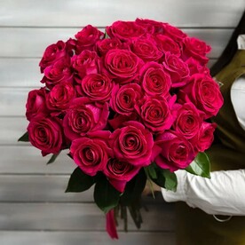 29 малиновых роз Эквадор 50 см