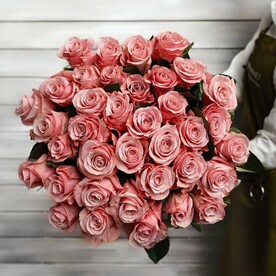 37 розовых роз Эквадор 50 см