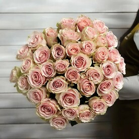 39 нежно-розовых роз Эквадор 50 см