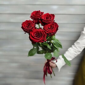 5 красных роз Эквадор 50 см