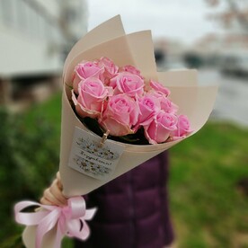 Букет 9 розовых роз