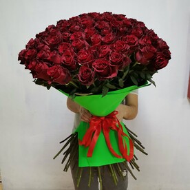 Букет из 101 красной розы Эквадор (80)см